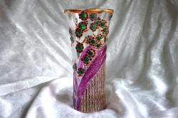 Vase vert,violet et or