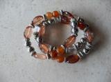 Bracelet 3 rangs perles marron-m�tal.