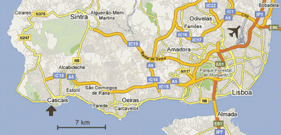 Carte Cascais et sa région