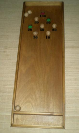 ancien jouet jeu spring ball culbuto plateau balle adresse interieur