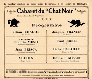 Programme soir&eacute;e au cabaret Chat noir