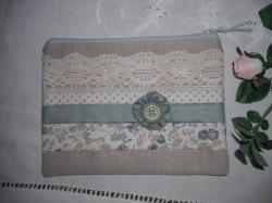 petite pochette lin turquoise