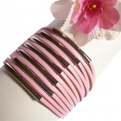 Bracelet Cuir Tube Rose