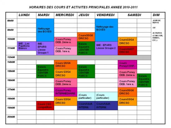 Horaires Des Cours